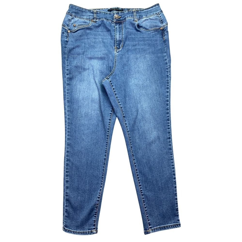 ONE5ONE Love My Fit Jeans Bombshell Fit Denim Blue Wash Womens Size 20W Fits 34"